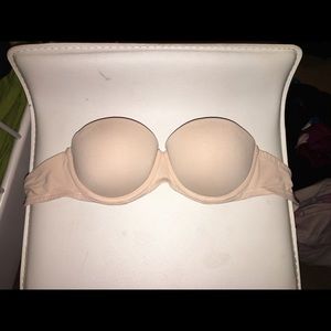 nude strapless bra from PINK ; 32B