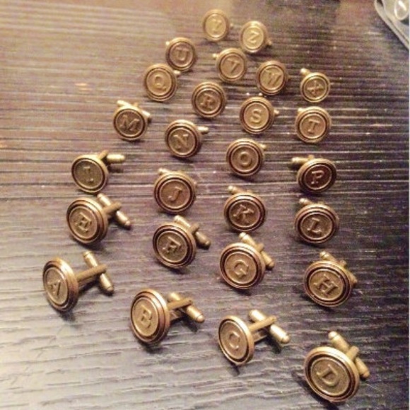 Oxidized Brass initial Letter Cufflinks Set of two - Picture 2 of 4