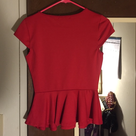 Red peplum top - Picture 2 of 2