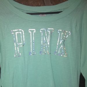 Victoria secret pink mint long sleeve T "PINK"