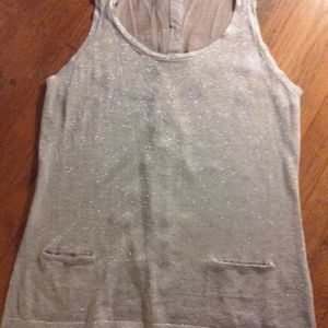 Silver sheer back with buttons sleeveless top