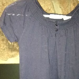 navy blue unique sheer designs short sleeve top