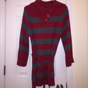 Red and grey winter sweater