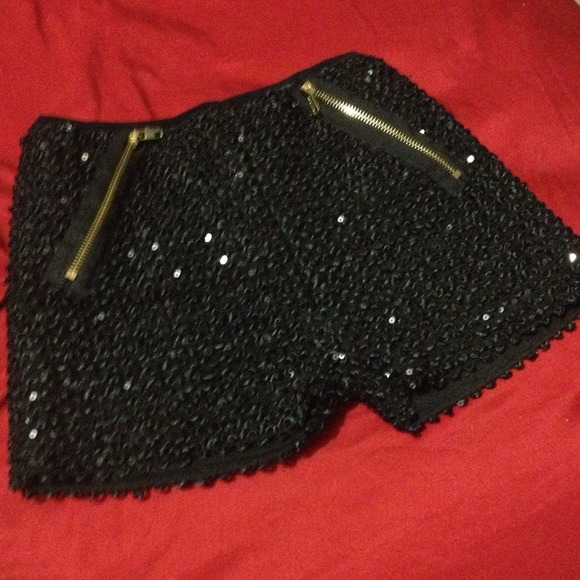 Black sparkle shorts