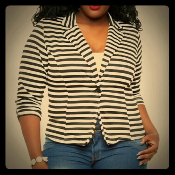 Striped Plus Size Blazer