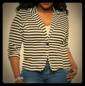 Striped Plus Size Blazer