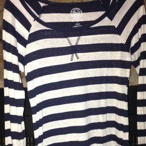 navy blue & white striped Long sleeve t