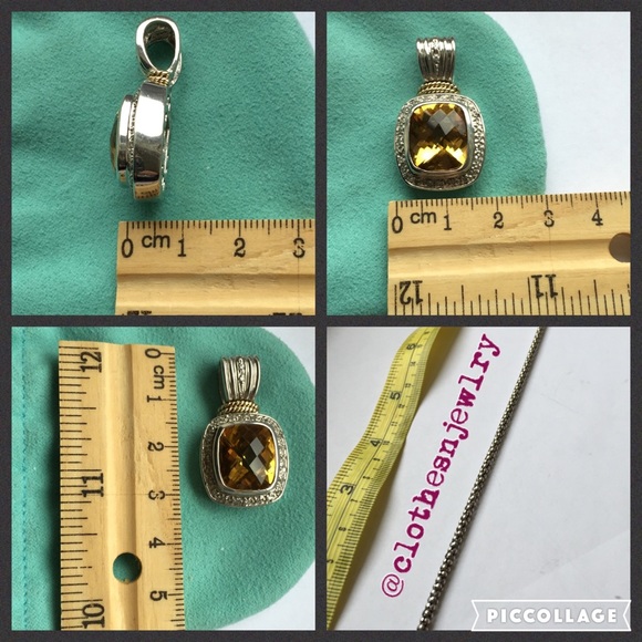 🎉HP2/24-Cushion Cut Citrine Pendant .925chain+14K - Picture 4 of 4