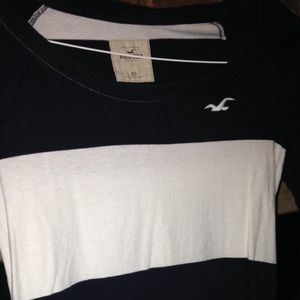 navy blue & white striped