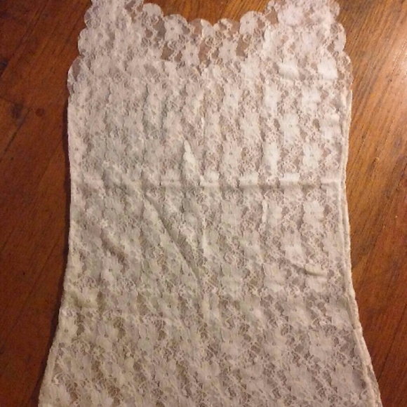 White sheer floral lace sleeveless top