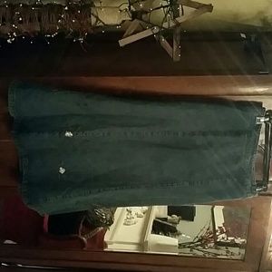 True Jean skirt with beaded flower accents