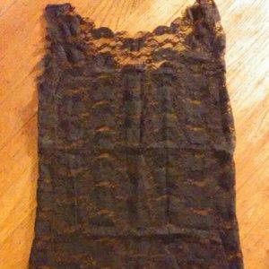 Black floral lace sheer sleeveless top