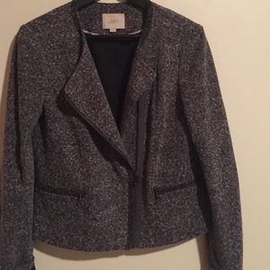 Grey Asymmetrical Zip Knit Jacket