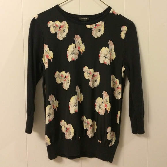 Navy and floral sweater