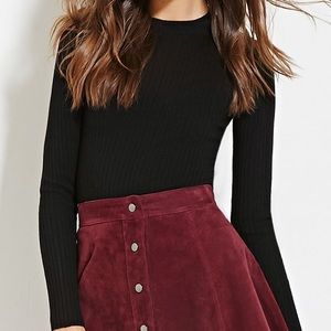 Black ribbed mock turtleneck top