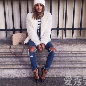 mink and fox fur poms winter hat