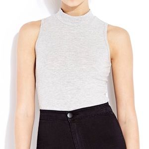 Gray high neckline bodysuit