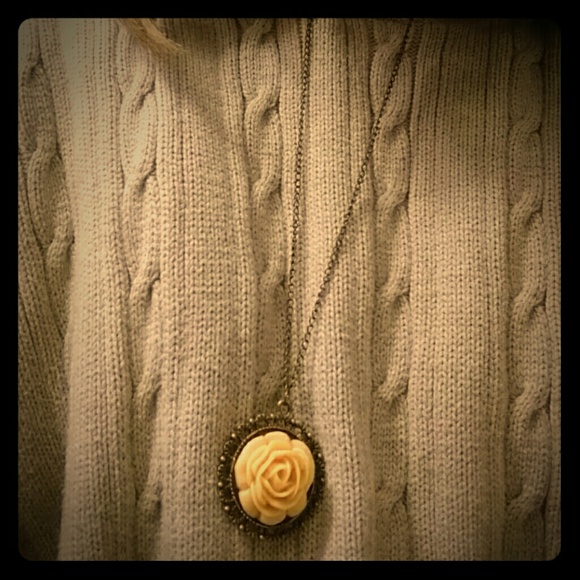 Yellow Rose Pendant Women's Necklace