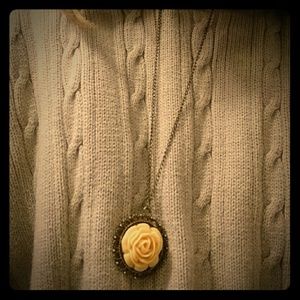 Yellow Rose Pendant Women's Necklace