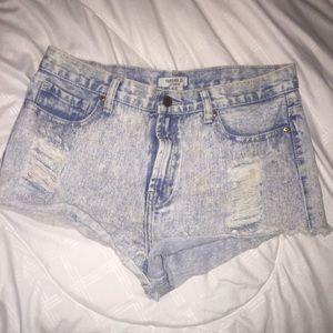 acid wash super high rise shorts