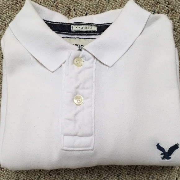 Men's American Eagle Large Athletic Fit White Polo