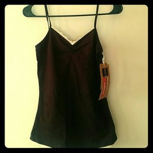 Chocolate colored PACT camisole with lace trim