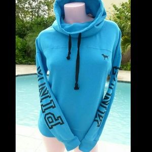 Blue Victoria secret PINK cowl neck hoodie