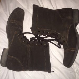 brown suede combat boots