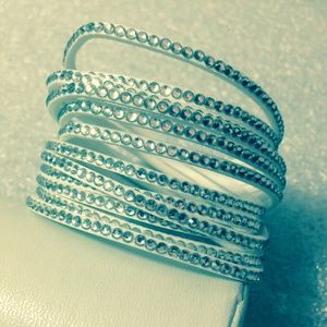 Trendy sparkle leather wrap bracelet.