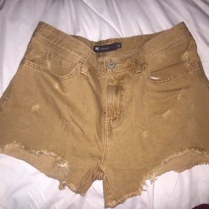 brown denim shorts