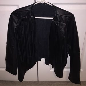 black pleather fringe jacket