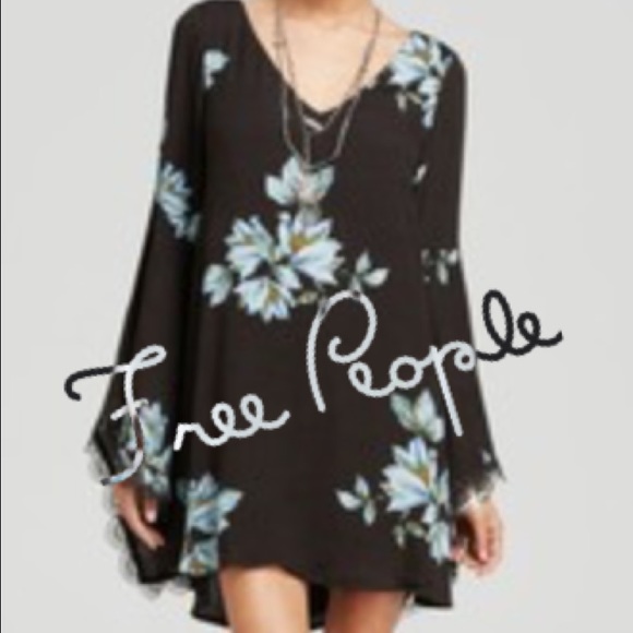 Free People Midnight Blue Floral Mini Dress Size M