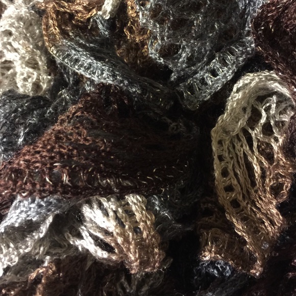 Grey and Brown Crochet Scarf - Picture 2 of 2