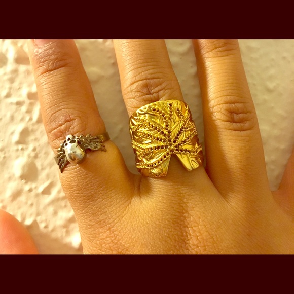 SUMMER SALE Large Lily Pad Ring Gold Overlay