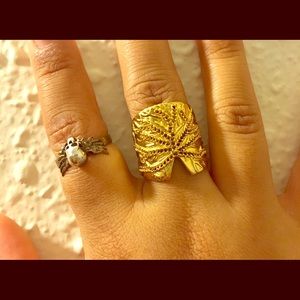 SUMMER SALE Large Lily Pad Ring Gold Overlay