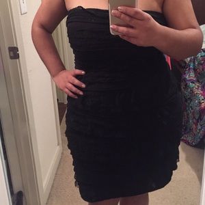 Black lace ruffle dress