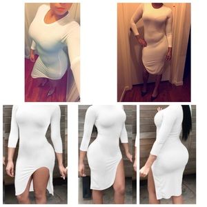 Sexy sm white above knee with slit on side dress