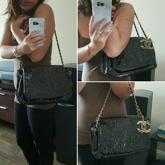 Chanel "Puzzle" Bag with Flap, Patent Black/Gold - Picture 4 of 4