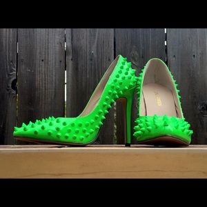 Lime green spike heels