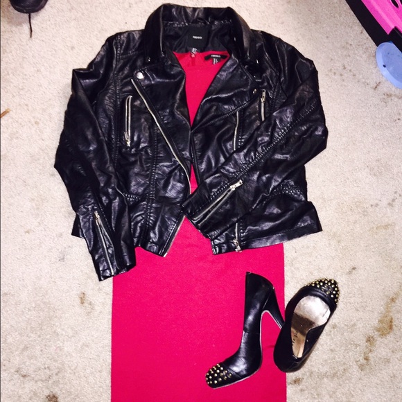 Faux leather biker jacket