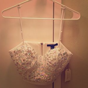 Jeweled bustier crop top