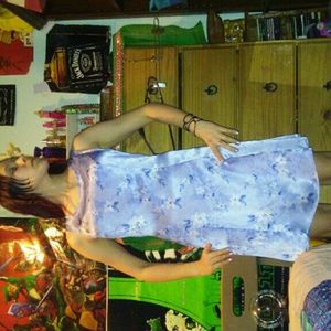90s Silky Asian style dress with flower patterns