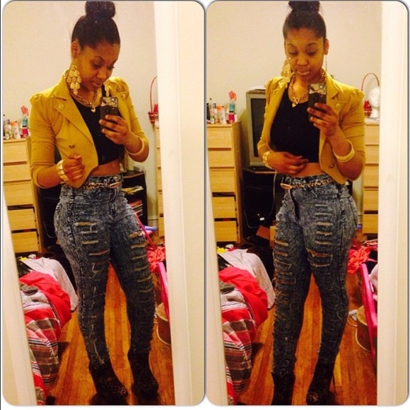 Dark wash ripped jeans