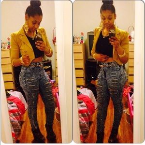 Dark wash ripped jeans