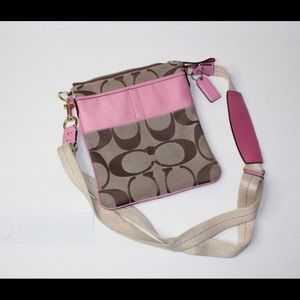 Coach Pink Signature Stripe Swingpack Crossbody