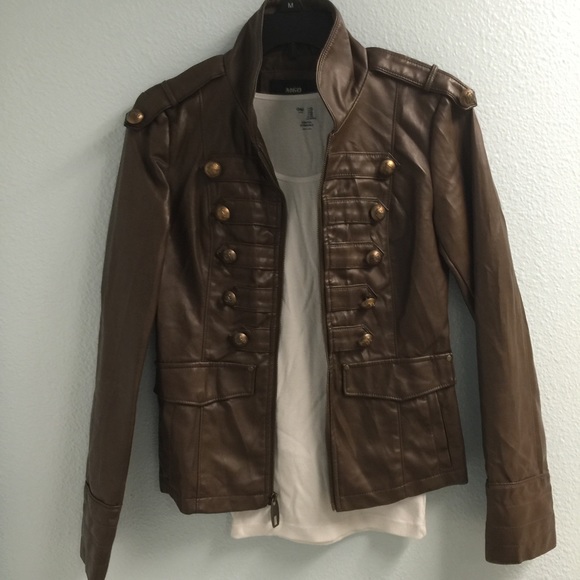 Miss Sixty faux leather military zip jacket
