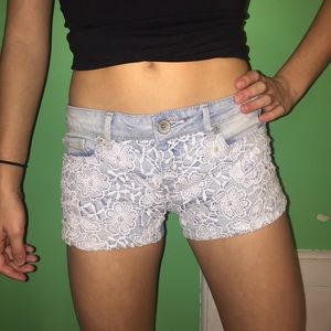 Floral jean shorts