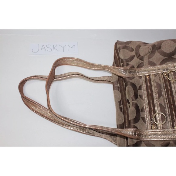 Coach Poppy Op Art Glam Tote in the Khaki/Gold - Picture 6 of 8