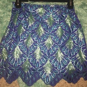 Blue sequin skirt