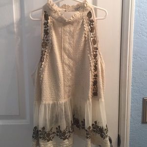 Urban Outfitters lace and gold embroidered top